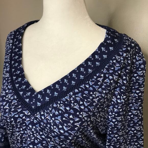 NWT Daniel Rainn Women's V Neck Blue Floral Shift Dress Long Sleeve Medium - Picture 6 of 8
